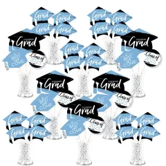 Big Dot of Happiness 2025 Light Blue Graduation Party Centerpiece Sticks - Showstopper Table Toppers - 35 Pieces