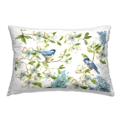 Dogwood & Bluebirds Decorative Printed Throw Pillow Design by Nan, 14 x 7 x 20