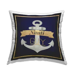 Nauti Guy with Anchor Decorative Printed Throw Pillow Design by Graffitee Studios, 18 x 7 x 18