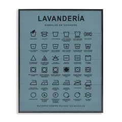 Stupell Industries Gu&iacute;a de Lavado de Ropa, Azul Framed Giclee Art Black Framed