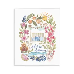 Stupell Industries Slow Down Summer Florals Wall Plaque Art Design by Blue Chair Blessing