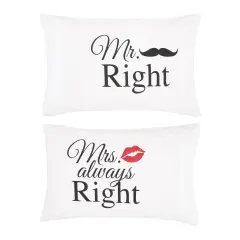 20" x 30" Mr & Mrs Right Pillowcase Set