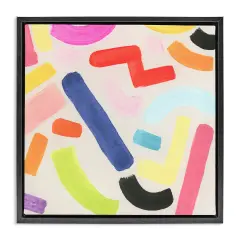 Stupell Industries Scattered Retro Shapes Framed Floater Canvas Wall Art Design by June Erica Vess