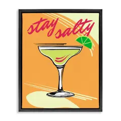 Stupell Industries Stay Salty Margarita Framed Floater Canvas Wall Art Design by Elizabeth Medley