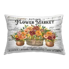 Autumn Flower Market Decorative Printed Throw Pillow Design by Creatif Belle, 14 x 7 x 20
