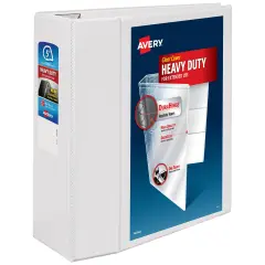 Avery Heavy-Duty View 3 Ring Binder, 5 Inch One Touch EZD Rings, 1,050-Sheet Capacity, 2.3/4.8 Inch Wide Spine, Customizable Clear Cover and Spine, 1 White Binder (79106)