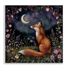 Stupell Industries Woodland Fox Night Forest Wall Plaque Art Design by The Dutch Lady