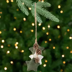 Northlight Burlap Star and Pine Cones Christmas Ornament - 11.75" White