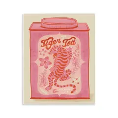 Stupell Industries Tiger Tea Tropical Tin Wall Plaque Art Design by Carrie Cantwell