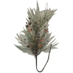 28" Country Needle Pine Spray with Burgundy Berries and Rusty Star