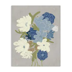 Stupell Industries Blue Bouquet on Grey Canvas Wall Art Design by Angel Nicole