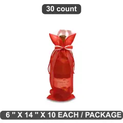 Decorative Bow Tie Organza Wine Bag 6" x 14"