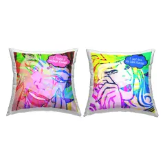 Modern Comic Fashion Girls 2 PC Decorative Printed Throw Pillow Set Design by Graffi*tee Studios, 18 x 7 x 18