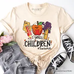 I Smell Children Witch Teacher Life T-Shirt, Back To School Halloween Tee