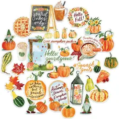 Navy Peony Rustic Pumpkin Fall Stickers (28 Pieces)