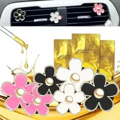 6Pcs Daisy Car Air Vent Clips Cute Flower Outlet Decorations Black,pink,white