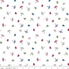 Umbrellas in White (c16182-white) | Cloudburst | Jill Finley | Riley Blake