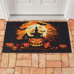 Collections Etc Halloween Night Jack o' Lantern Skid-Resistant Doormat