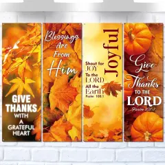 4 Pcs Church Banners for Sanctuary Wall Fall Harvest Banners-2 x 6 Feet (Classic Style)