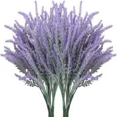 10 Bundles Fake Flowers Artificial Lavender Faux Plastic Plants for Home Decor Wedding Kitchen Garden Patio Porch Window Box Office Table Centerpieces Indoor Outdoor Decorations