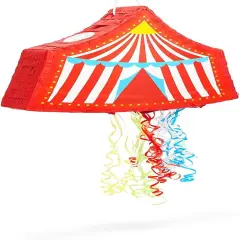 Pull String Circus Pinata - Carnival Theme Party Decorations for Birthday (Small, 16.5 x 3.0 x 13.1 in)