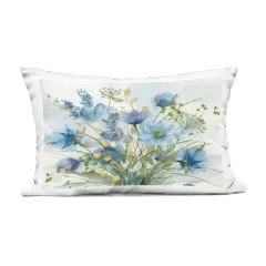 Stupell Industries Blue Toned Wild Flowers Outdoor Printed Pillow design by Nan, 14 x 7 x 20