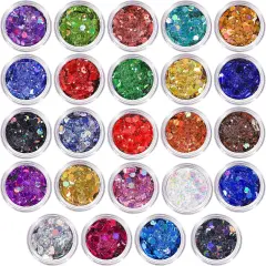 Chunky Glitter, 24 Colors Holographic Chunky Glitter for Crafts, Resin, Tumblers, Nail Body, DIY Party Decorations