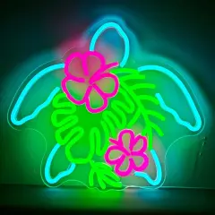 Summer Tropical Turtle Neon Sign &ndash; USB-Powered Wall Art for Beach, Bar & Room Decor