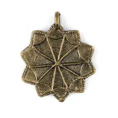 The Bead Chest Dark Brass 10-Point Baule Star Pendant (41x47mm): African Tribal Metal Pendant for DIY Jewelry and Necklace
