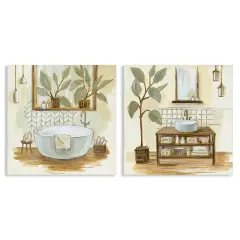 Stupell Industries Sage Green Bathroom Interiors Canvas Wall Art