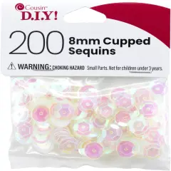 CousinDIY Cupped Sequins-Crystal Iridescent, 8mm 200/Pkg