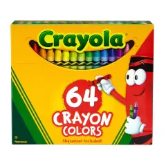 Crayons, Regular Size, 64 Count with Sharpener