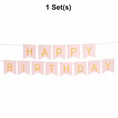 Pink & Gold Happy Birthday Banner 2 Pc 7 Ft