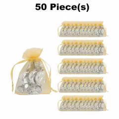 Bulk 50 Pc. Mini Organza Drawstring Treat Bags Gold