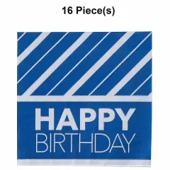 Happy Birthday Party Blue & Silver Luncheon Napkins - 16 Ct.