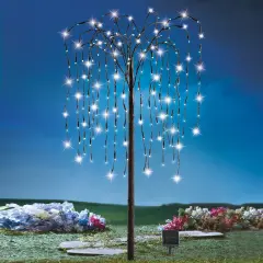 Collections Etc Collections Etc. LED Solar Willow Tree, Outdoor Solar Tree with Colorful Solar-Powered Lights with Adjustable Branches