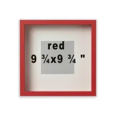 9 &frac34;x9 &frac34;" Red Frame with Acid-Free Mat & ALFTA Adhesive Hook &ndash; Deep Design for Hanging or Standing