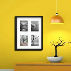 Black Multi-Photo Frame for 4 Pictures 15 &frac34;" x 19 &frac34;" Versatile Display with Acid-Free Mat & Plastic Front Protection