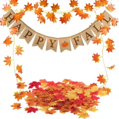 Happy Fall Pumpkin Burlap Banner and Maple Leaf