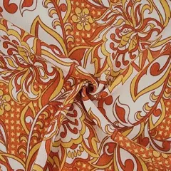 1 Yard Rayon Crinkle Orange Fabric 50/52" Wide, Lightweight 100% Rayon Apparel Material
