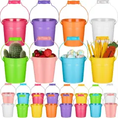 4 Pieces Small Metal Buckets