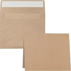 Blank Cards and Envelopes 4x6, 50 Pack Brown Blank Folded Greeting Cards and Envelopes Set with A4 Greeting Card Envelopes for DIY Greeting Cards, Thank You Cards, Invitations in All Occasions