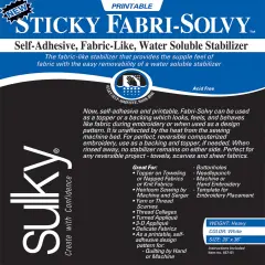 Sulky Sticky Fabri Solvy Stabilizer-20"X36"