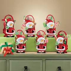 Collections Etc Adorable Festive Snowman Treat Bags - Set of 6