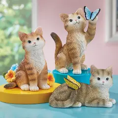 Collections Etc Hand-Painted Garden Cat Sitters - Set of 3