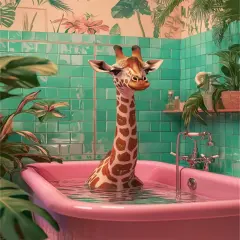 Giraffe Diamond Art Kits for Adults,DIY 5D Giraffe in The Bathtub Diamond Painting for Beginners,Round Full Drill Diamond Dots Paintings Picture Gem Art Craft for Home Wall Art Decor Gifts 12x16inch