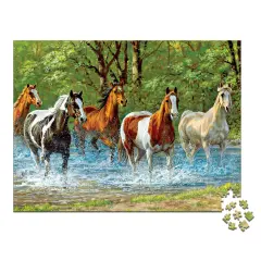 Collections Etc Horse Creek Scene 500-Piece Jigsaw Puzzle