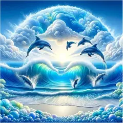 5D Dolphin Diamond Painting Kits 12x12 Inch