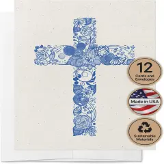 Assorted Religious Christian Cross Blank Note Cards - Stationery Cards with Envelopes - Greeting Cards for Condolence, Bereavement and All Occasions - Made in USA (5.5 x 4.25,Set of 12)