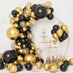 130pcs Black and Gold Party Balloons